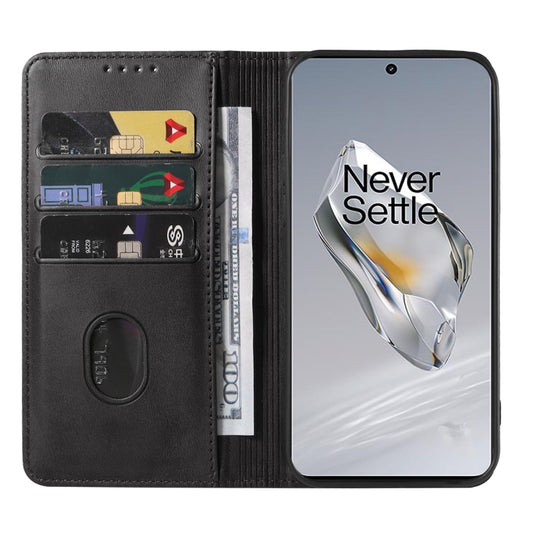 For OnePlus 12 Magnetic Closure Leather Phone Case(Black) by buy2fix
