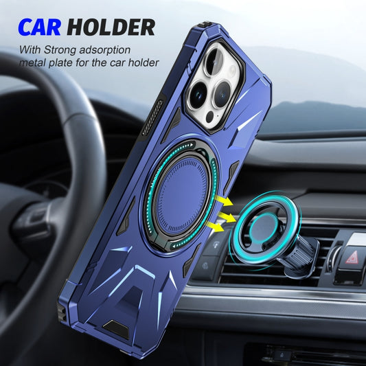 For iPhone 15 Plus MagSafe Magnetic Shockproof Phone Case with Ring Holder(Navy Blue) by buy2fix