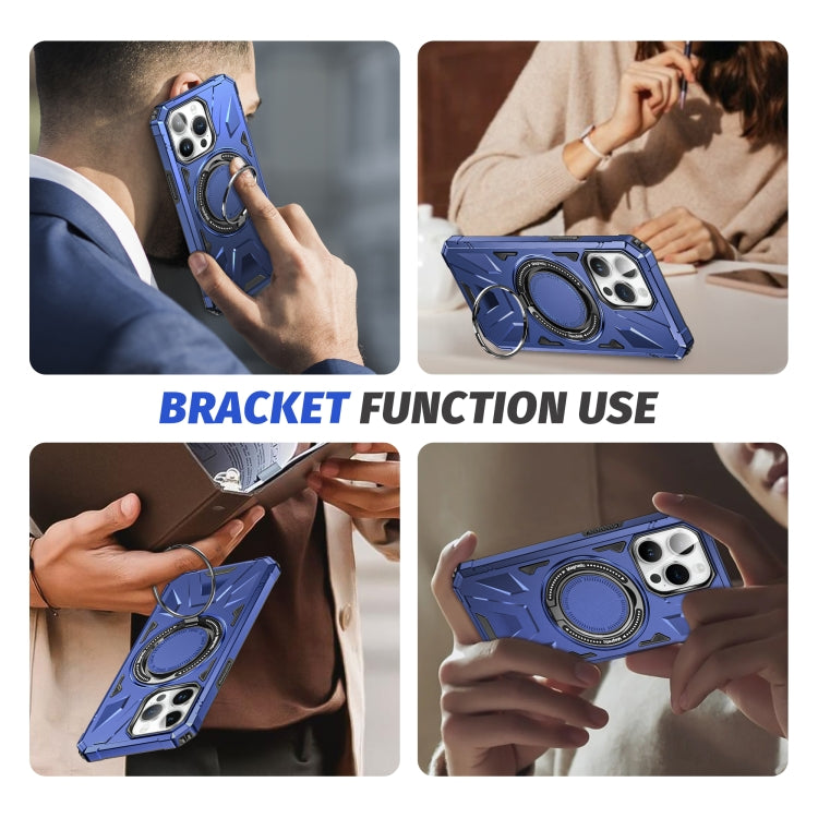 For iPhone 12 Pro Max MagSafe Magnetic Shockproof Phone Case with Ring Holder(Navy Blue) by buy2fix