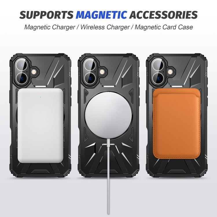 For iPhone 16 Plus MagSafe Magnetic Shockproof Phone Case with Ring Holder(Black) - iPhone 16 Plus Cases by buy2fix | Online Shopping UK | buy2fix
