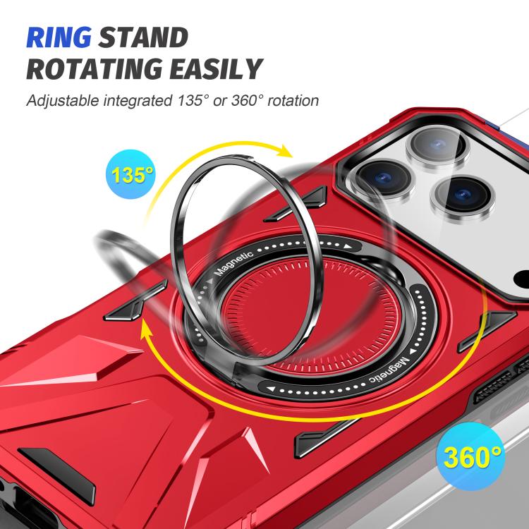 For iPhone 17 Pro Max MagSafe Magnetic Shockproof Phone Case with Ring Holder(Red) - iPhone 17 Pro Max Cases by buy2fix | Online Shopping UK | buy2fix