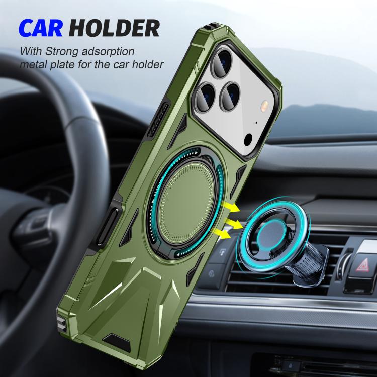 For iPhone 17 Pro Max MagSafe Magnetic Shockproof Phone Case with Ring Holder(Dark Green) - iPhone 17 Pro Max Cases by buy2fix | Online Shopping UK | buy2fix