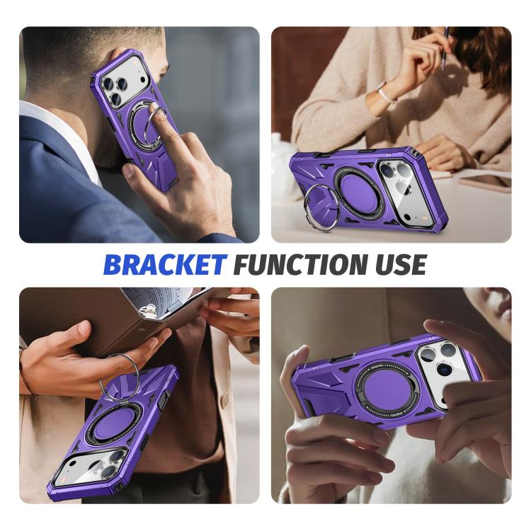 For iPhone 17 Pro Max MagSafe Magnetic Shockproof Phone Case with Ring Holder(Purple) - iPhone 17 Pro Max Cases by buy2fix | Online Shopping UK | buy2fix
