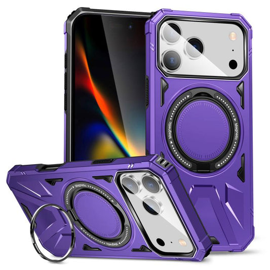 For iPhone 17 Pro MagSafe Magnetic Shockproof Phone Case with Ring Holder(Purple) - iPhone 17 Pro Cases by buy2fix | Online Shopping UK | buy2fix