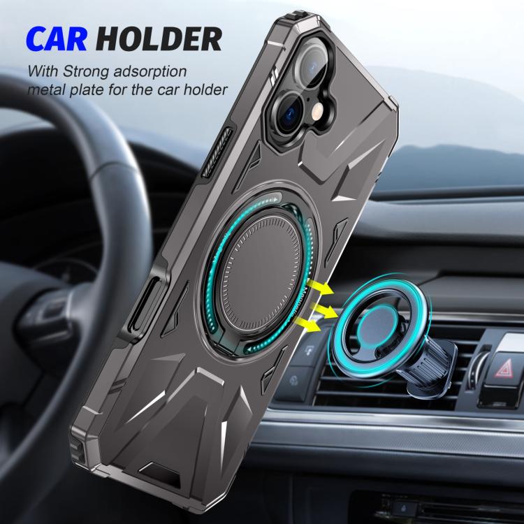 For iPhone 17 MagSafe Magnetic Shockproof Phone Case with Ring Holder(Dark Grey) - iPhone 17 Cases by buy2fix | Online Shopping UK | buy2fix