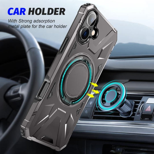 For iPhone 17 MagSafe Magnetic Shockproof Phone Case with Ring Holder(Dark Grey) - iPhone 17 Cases by buy2fix | Online Shopping UK | buy2fix