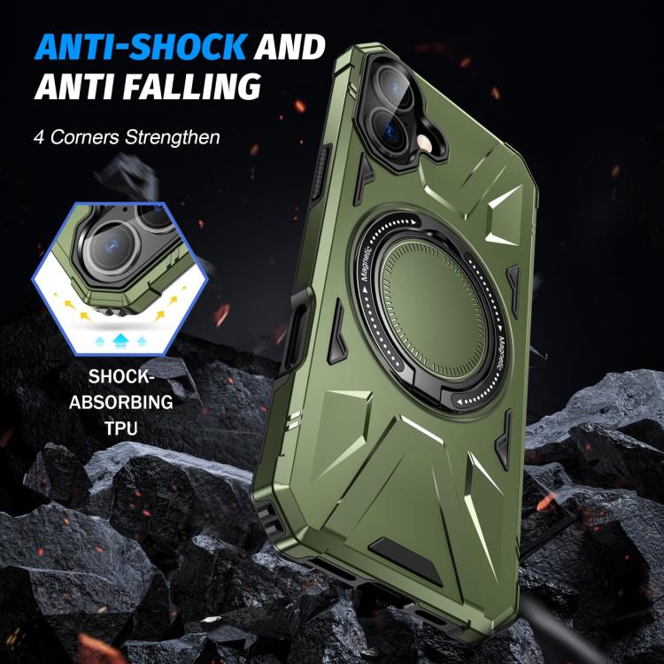 For iPhone 17 MagSafe Magnetic Shockproof Phone Case with Ring Holder(Dark Green) - iPhone 17 Cases by buy2fix | Online Shopping UK | buy2fix