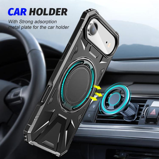 For iPhone Air MagSafe Magnetic Shockproof Phone Case with Ring Holder(Black) - iPhone Air Cases by buy2fix | Online Shopping UK | buy2fix