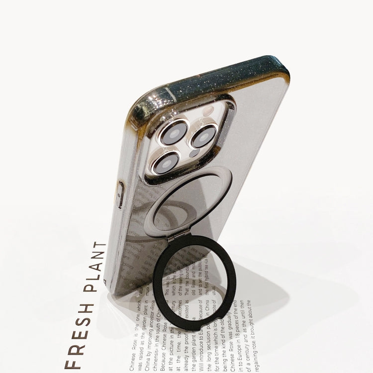 For iPhone 15 Glitter MagSafe Magnetic Phone Case with Stand(Black) by buy2fix