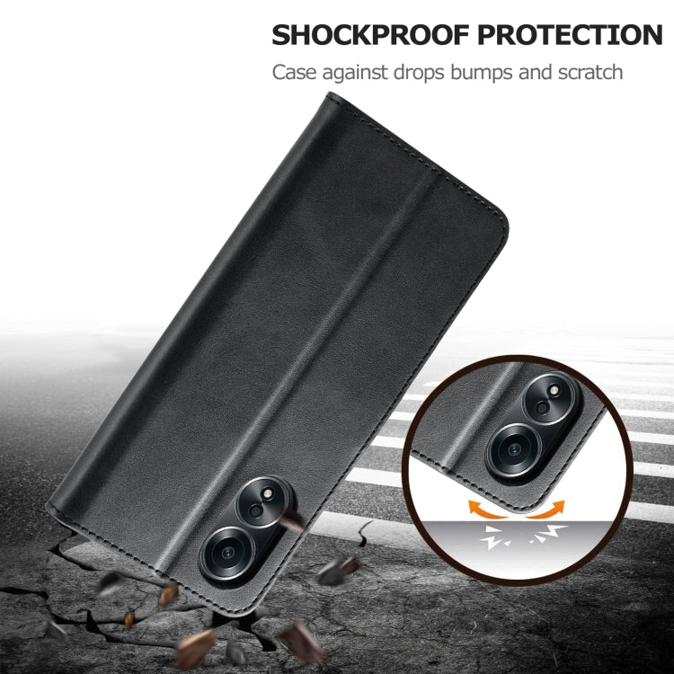 For OPPO A18 4G / A38 4G LC.IMEEKE Calf Texture Horizontal Flip Leather Case(Black) by LC.IMEEKE