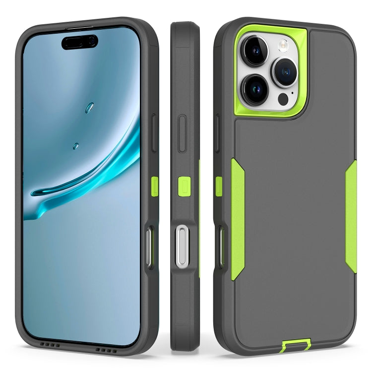 For iPhone 16 Pro Max 2 in 1 PC Hybrid TPU Phone Case(Gray+Fluorescent Green) - iPhone 16 Pro Max Cases by buy2fix | Online Shopping UK | buy2fix