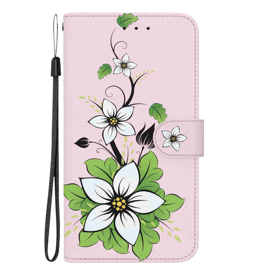 For Samsung Galaxy S22 Ultra 5G Crystal Texture Colored Drawing Leather Phone Case(Lily) by buy2fix