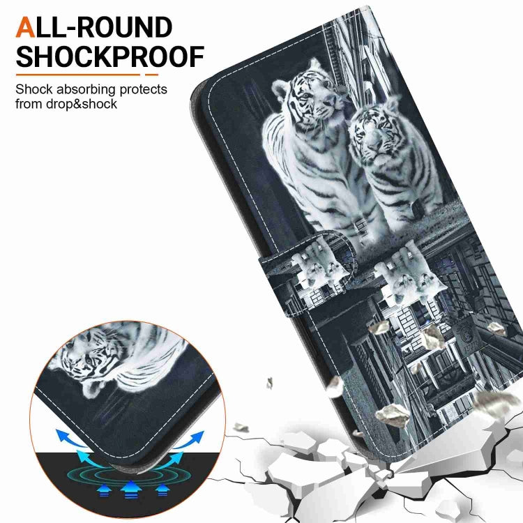 For Samsung Galaxy S23 5G Crystal Texture Colored Drawing Leather Phone Case(Cat Tiger Reflection) by buy2fix