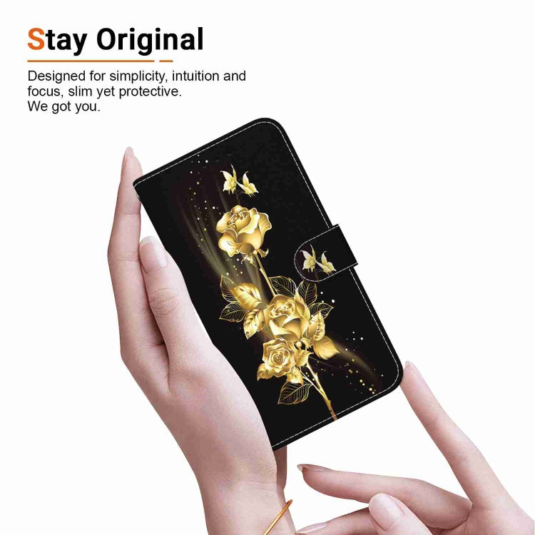 For Samsung Galaxy S23 FE 5G Crystal Texture Colored Drawing Leather Phone Case(Gold Butterfly Rose) - Galaxy S23 FE 5G Cases by buy2fix | Online Shopping UK | buy2fix