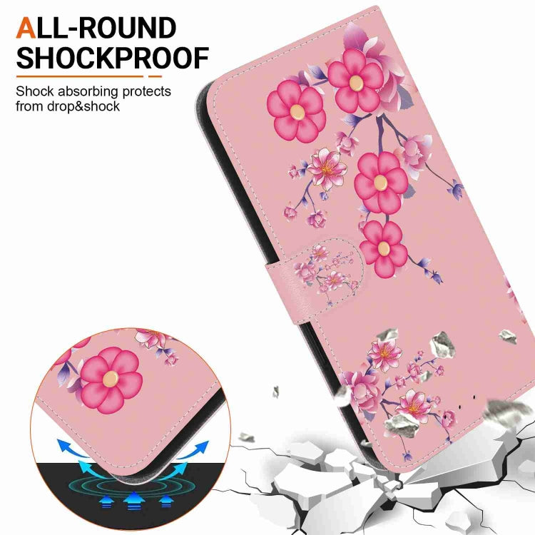 For Samsung Galaxy S23 Ultra 5G Crystal Texture Colored Drawing Leather Phone Case(Cherry Blossoms) by buy2fix
