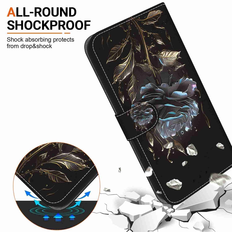 For Samsung Galaxy S20 FE 5G Crystal Texture Colored Drawing Leather Phone Case(Black Rose) by buy2fix