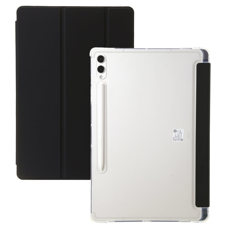 For Samsung Galaxy Tab S10 FE / S9 FE / S9 3-Fold Clear Acrylic Leather Tablet Case(Black) - Galaxy Tab S9 Cases by buy2fix | Online Shopping UK | buy2fix