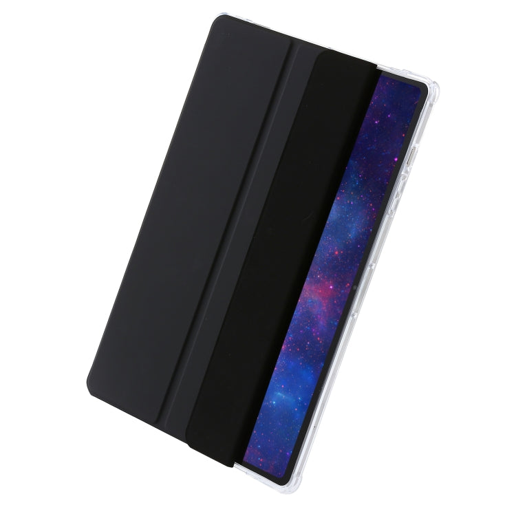 For Samsung Galaxy Tab S10 FE / S9 FE / S9 3-Fold Clear Acrylic Leather Tablet Case(Black) - Galaxy Tab S9 Cases by buy2fix | Online Shopping UK | buy2fix