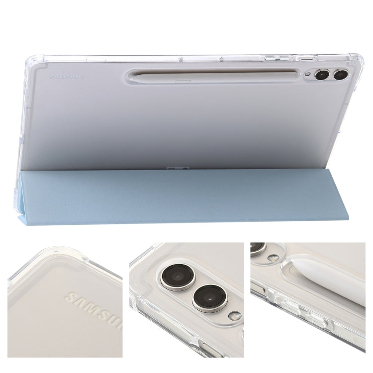 For Samsung Galaxy Tab S9 Ultra/S8 Ultra 3-Fold Clear Acrylic Leather Tablet Case(Ice Blue) by buy2fix