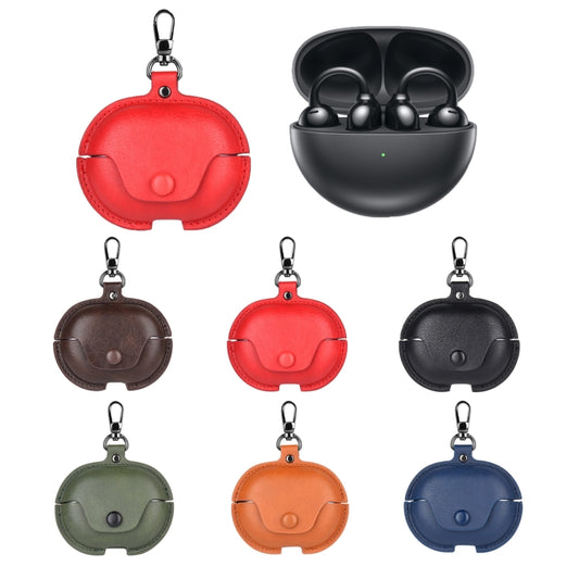 For Huawei FreeClip Business Leather Earphone Protective Case with Hook(Red) by buy2fix