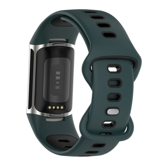 For Fitbit Charge 6 Two Color Silicone Watch Band(Olive Green Black) by buy2fix