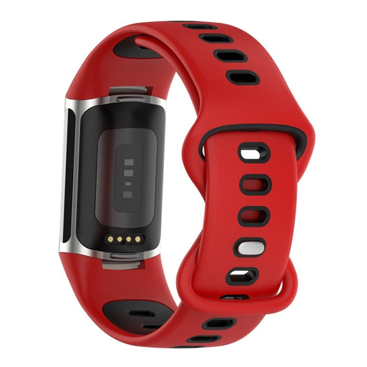 For Fitbit Charge 6 Two Color Silicone Watch Band(Red Black) by buy2fix
