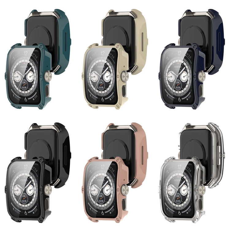 For OPPO Watch 4 Pro PC + Tempered Film Integrated Watch Protective Case(Ivory White) by buy2fix