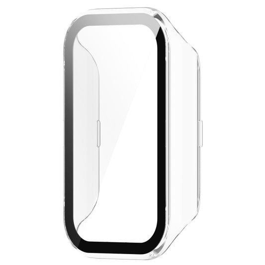 For Xiaomi Smart Band 8 Active / Redmi Band 2 PC + Tempered Film Integrated Watch Protective Case(Transparent White) by buy2fix
