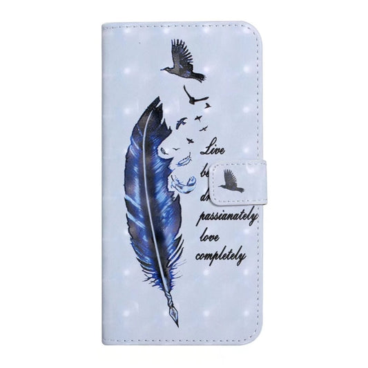 For iPhone 16 Plus Oil Embossed 3D Drawing Leather Phone Case(Blue Feather) by buy2fix