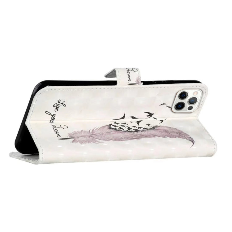 For iPhone 16 Pro Max Oil Embossed 3D Drawing Leather Phone Case(Feather) by buy2fix