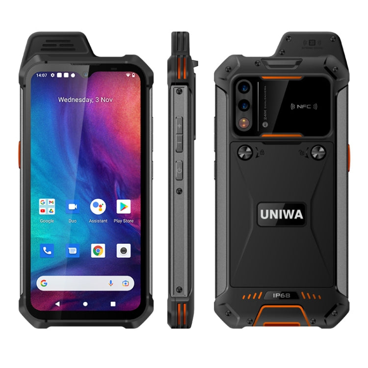 UNIWA W888 HD+ Rugged Phone, 4GB+64GB, 6.3 inch Android 11 Mediatek MT6765 Helio P35 Octa Core up to 2.3GHz, NFC, OTG, Network: 4G(Black Orange) - UNIWA by UNIWA | Online Shopping UK | buy2fix