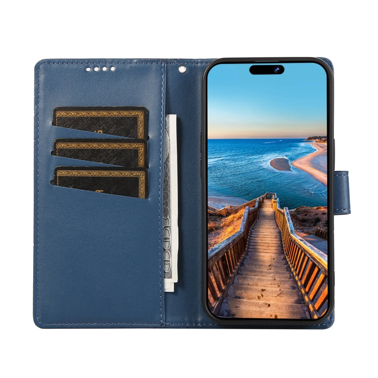 For Xiaomi 13 PU Genuine Leather Texture Embossed Line Phone Case(Blue) - Xiaomi Cases by buy2fix | Online Shopping UK | buy2fix