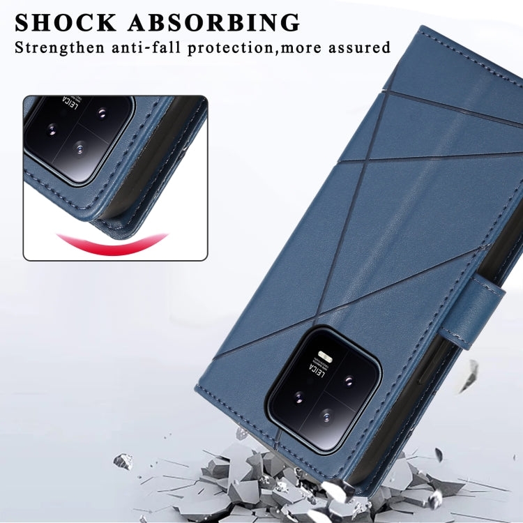 For Xiaomi 13 PU Genuine Leather Texture Embossed Line Phone Case(Blue) - Xiaomi Cases by buy2fix | Online Shopping UK | buy2fix