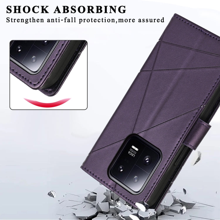 For Xiaomi 13 Pro PU Genuine Leather Texture Embossed Line Phone Case(Purple) - Xiaomi Cases by buy2fix | Online Shopping UK | buy2fix