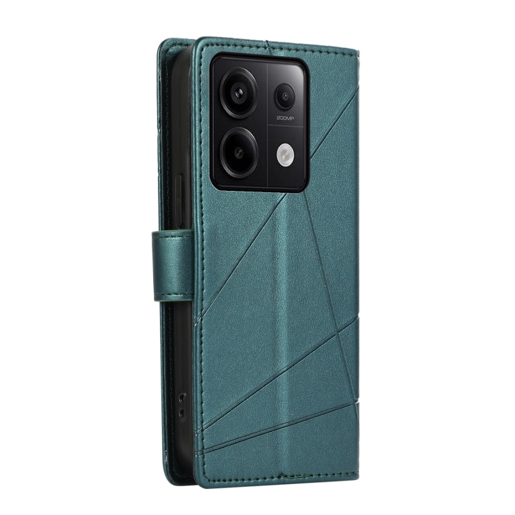 For Xiaomi Redmi Note 13 Pro 5G PU Genuine Leather Texture Embossed Line Phone Case(Green) - Xiaomi Cases by buy2fix | Online Shopping UK | buy2fix