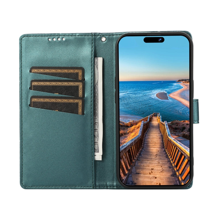 For Xiaomi Redmi Note 13 Pro 5G PU Genuine Leather Texture Embossed Line Phone Case(Green) - Xiaomi Cases by buy2fix | Online Shopping UK | buy2fix