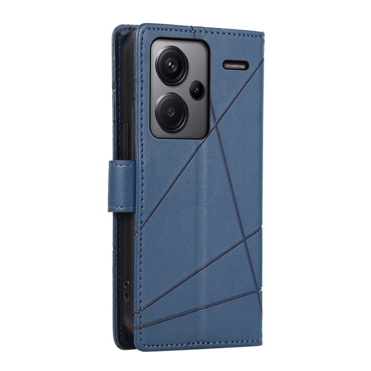 For Xiaomi Redmi Note 13 Pro+ PU Genuine Leather Texture Embossed Line Phone Case(Blue) - Xiaomi Cases by buy2fix | Online Shopping UK | buy2fix