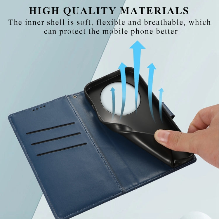 For Xiaomi Redmi A3 PU Genuine Leather Texture Embossed Line Phone Case(Blue) by buy2fix