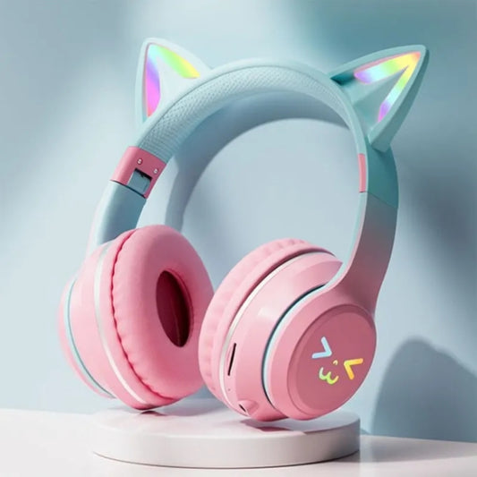 BT612 LED Cat Ear Single Sound Folding Bluetooth Earphone with Microphone(Pink) by buy2fix
