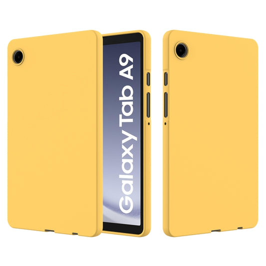 For Samsung Galaxy Tab A9 Pure Color Liquid Silicone Shockproof Tablet Case(Yellow) by buy2fix