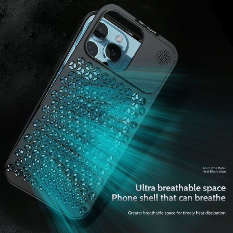 For iPhone 12 Pro Max R-JUST RJ58 Aromatherapy Metal Cooling Phone Case(Black) - iPhone 12 Pro Max Cases by R-JUST | Online Shopping UK | buy2fix