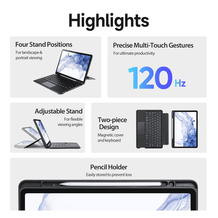 For Samsung Galaxy Tab S7 / S8 DUX DUCIS DK Floating Magnetic Keyboard Leather Tablet Case with Holder(Black) - For Samsung by DUX DUCIS | Online Shopping UK | buy2fix