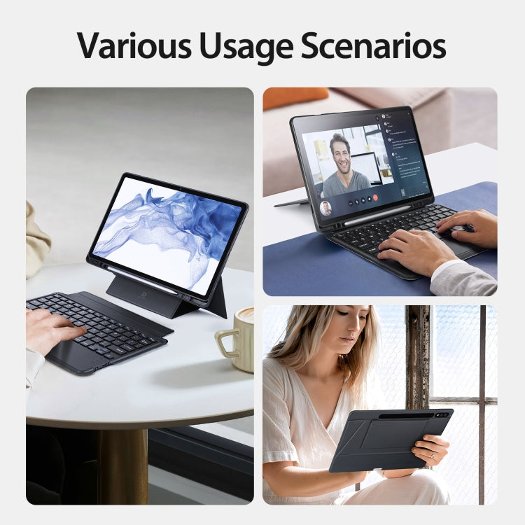 For Samsung Galaxy Tab S7 / S8 DUX DUCIS DK Floating Magnetic Keyboard Leather Tablet Case with Holder(Black) - For Samsung by DUX DUCIS | Online Shopping UK | buy2fix