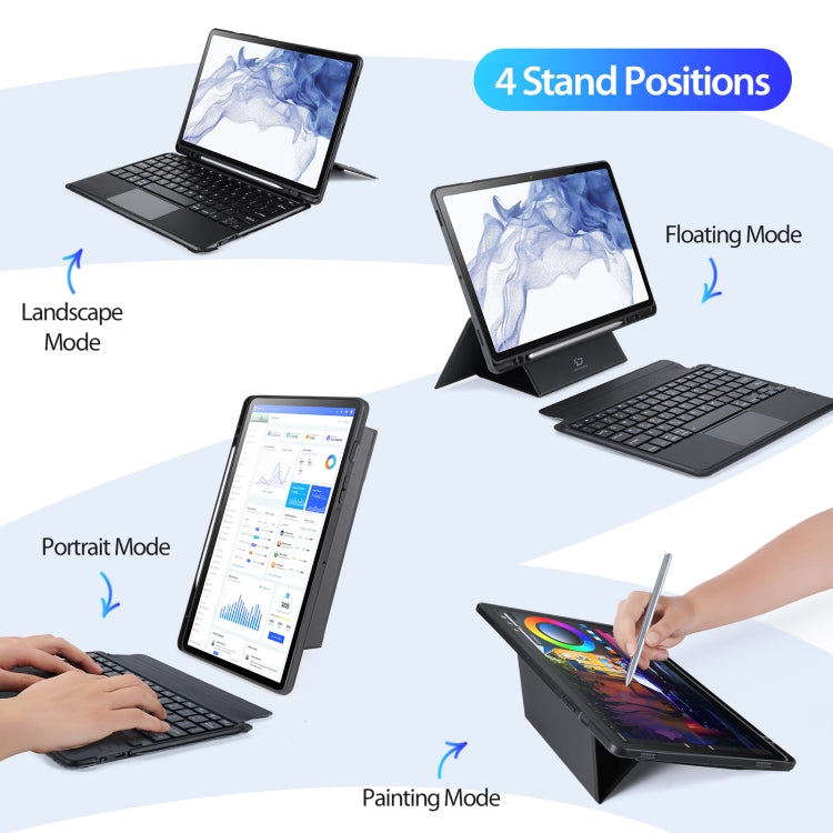 For Samsung Galaxy Tab S7 / S8 DUX DUCIS DK Floating Magnetic Keyboard Leather Tablet Case with Holder(Black) - For Samsung by DUX DUCIS | Online Shopping UK | buy2fix