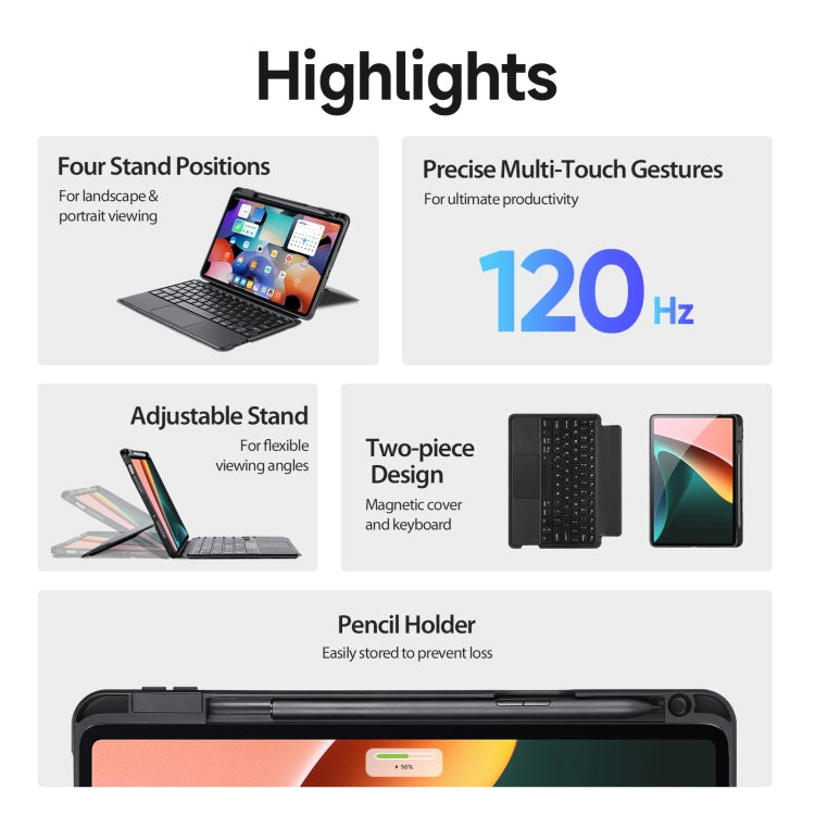 For Xiaomi Pad 5 / 5 Pro DUX DUCIS DK Floating Magnetic Keyboard Leather Tablet Case with Holder(Black) - Xiaomi Keyboard by DUX DUCIS | Online Shopping UK | buy2fix