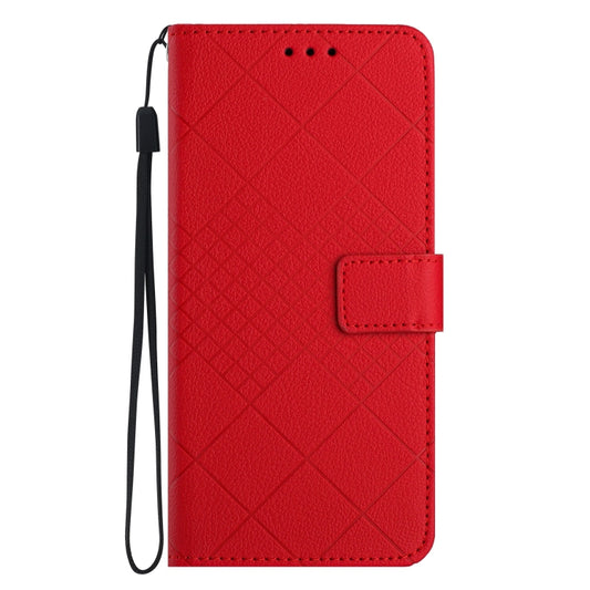 For iPhone SE 2024 Rhombic Grid Texture Leather Phone Case(Red) by buy2fix