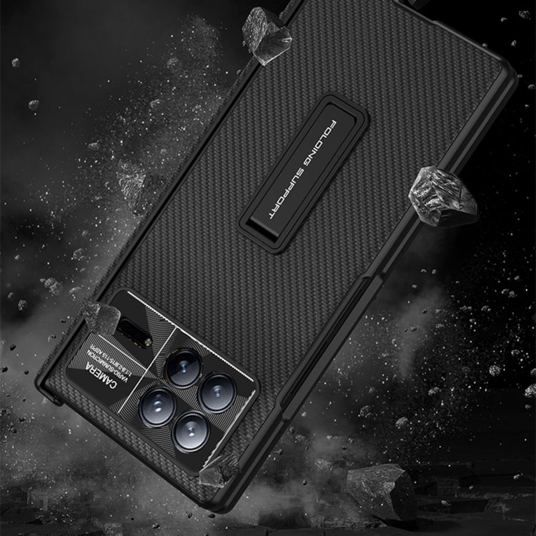 For Xiaomi Mix Fold 3 GKK Magnetic Hinge Flip Leather Phone Case with Holder(Carbon Fiber) by GKK