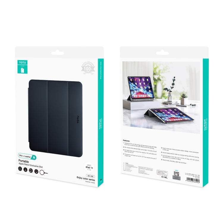 For iPad 10.9 inch 2022 / 2025 TOTU Yippee Color Seires PC + PU Leather Flip Tablet Case with Sleep / Wake Up Function(Black) - More iPad Cases by TOTUDESIGN | Online Shopping UK | buy2fix