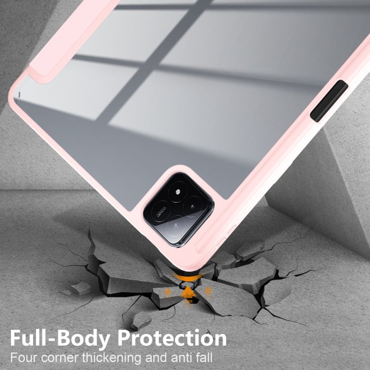 For Xiaomi Pad 6S Pro 12.4 Acrylic 3-Fold Solid Color Smart Leather Tablet Case(Pink) by buy2fix