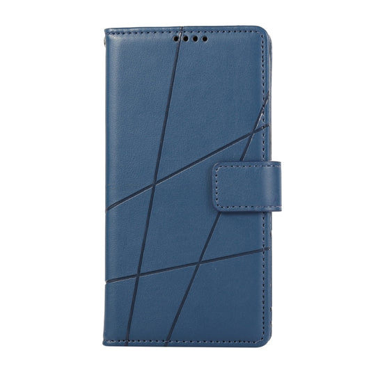 For Realme 12 5G PU Genuine Leather Texture Embossed Line Phone Case(Blue) by buy2fix